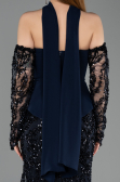 Long Navy Blue Scaly Mermaid Prom Dress ABU5896