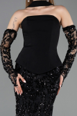 Long Black Scaly Mermaid Prom Dress ABU5896