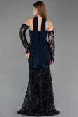 Long Navy Blue Scaly Mermaid Prom Dress ABU5896