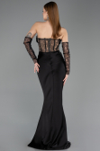 Long Black Satin Mermaid Evening Gown ABU5888