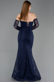 Long Navy Blue Dantelle Evening Dress ABU5892