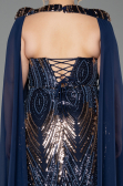 Long Navy Blue Scaly Plus Size Evening Gown ABU5830