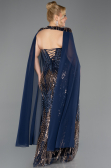 Long Navy Blue Scaly Plus Size Evening Gown ABU5830