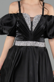 Long Black Satin Girl Dress ABU5901
