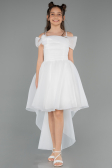 Front Short Back Long White Girl Dress ABO128
