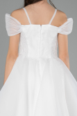 Front Short Back Long White Girl Dress ABO128
