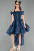 Front Short Back Long Navy Blue Girl Dress ABO128