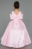 Long Pink Satin Kid Wedding Dress ABG172