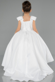 Long White Satin Kid Wedding Dress ABG177
