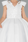 Long White Satin Kid Wedding Dress ABG177