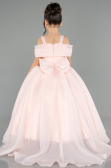 Long Salmon Satin Kid Wedding Dress ABG173