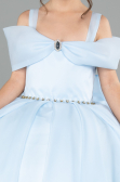 Long Light Blue Satin Kid Wedding Dress ABG175