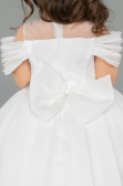 Long White Satin Kid Wedding Dress ABG176