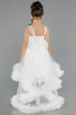 Front Short Back Long White Girl Dress ABO130