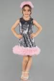 Short Anthracite Girl Dress ABK2574