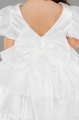 Front Short Back Long White Satin Girl Dress ABO131