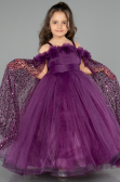 Long Purple Kid Wedding Dress ABG179