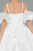 Long White Satin Kid Wedding Dress ABG185