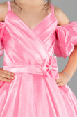 Long Pink Satin Kid Wedding Dress ABG185