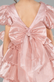 Front Short Back Long Powder Color Satin Girl Dress ABO131