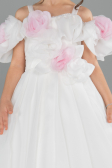 Long White Satin Kid Wedding Dress ABG182