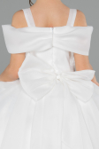 Long White Satin Kid Wedding Dress ABG175