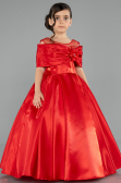 Long Red Satin Kid Wedding Dress ABG172