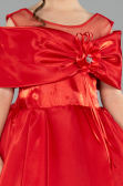 Long Red Satin Kid Wedding Dress ABG172