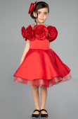 Red Short Satin Girl Dress ABK2573