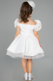 White Short Satin Girl Dress ABK2573