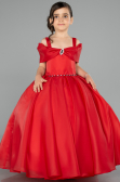 Long Red Satin Kid Wedding Dress ABG175