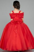 Long Red Satin Kid Wedding Dress ABG175