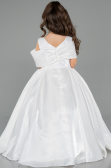 Long White Satin Kid Wedding Dress ABG172