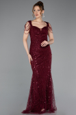 Long Burgundy Beaded Evening Dress ABU5914