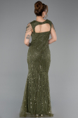 Long Olive Drab Beaded Evening Dress ABU5914