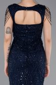 Long Navy Blue Beaded Evening Dress ABU5914