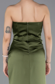 Long Olive Drab Satin Prom Gown ABU5923