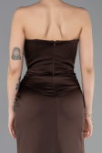 Long Brown Satin Prom Gown ABU5923
