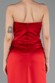Long Red Satin Prom Gown ABU5923