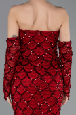 Long Burgundy Scaly Evening Dress ABU5916