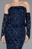Long Navy Blue Scaly Evening Dress ABU5916