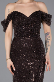 Brown Long Beaded Evening Dress ABU5557