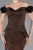 Brown Long Beaded Evening Dress ABU5616