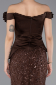 Brown Long Beaded Evening Dress ABU5616