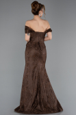 Brown Long Dantelle Evening Dress ABU5609