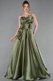 Long Olive Drab Satin Evening Dress ABU5767