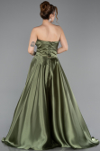 Long Olive Drab Satin Evening Dress ABU5767