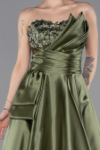 Long Olive Drab Satin Evening Dress ABU5767
