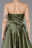 Long Olive Drab Satin Evening Dress ABU5767