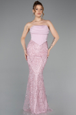 Long Powder Color Beaded Evening Dress ABU5922